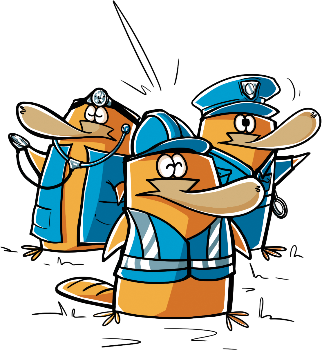 The Koowah team, illustrated through its platypuses