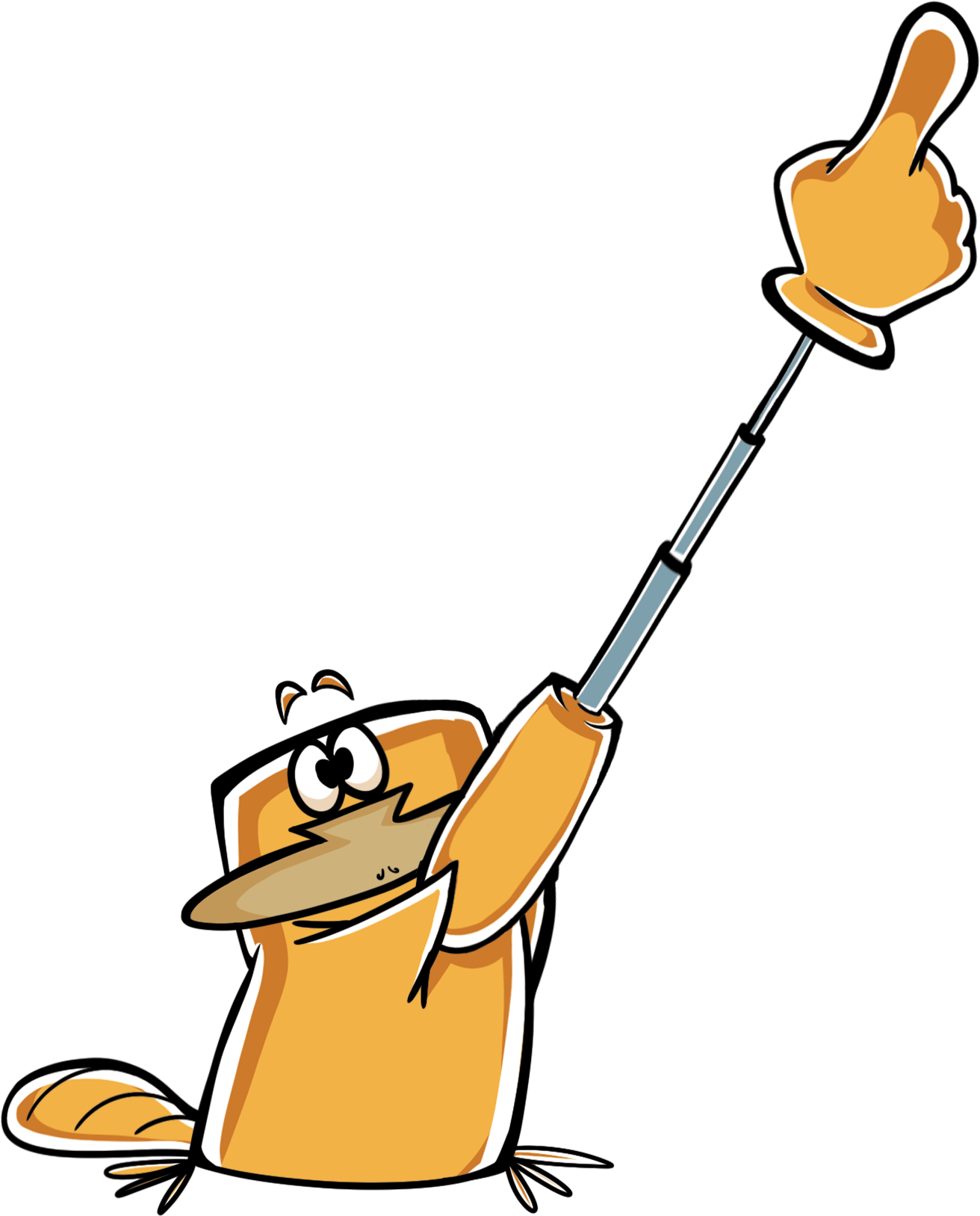 Koowah platypus pointing upward